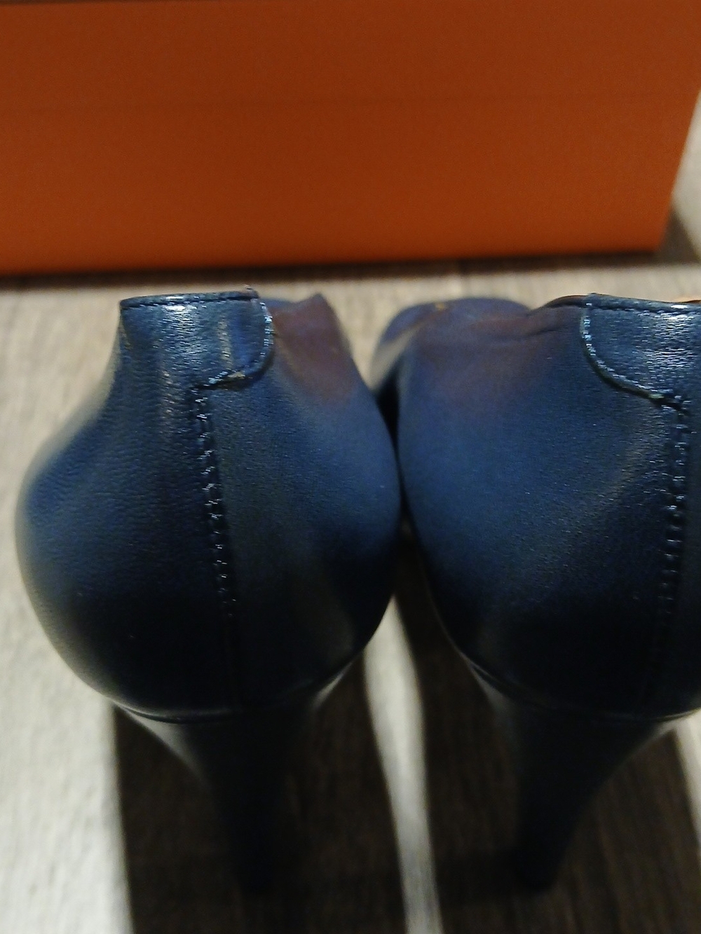 Hermès Gloria Teal Blue Leather Peep Toe Platform Pumps Heels Sz 39 (US 8.5) - Picture 15 of 15